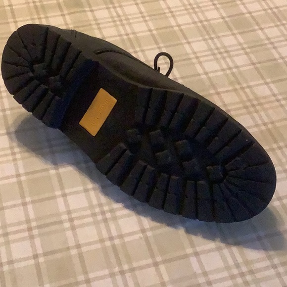 Black LEATHER Oxfords by Bugle Boy Tie Men’s Shoes 10 1/2 WIDE Suede Like - Picture 4 of 5